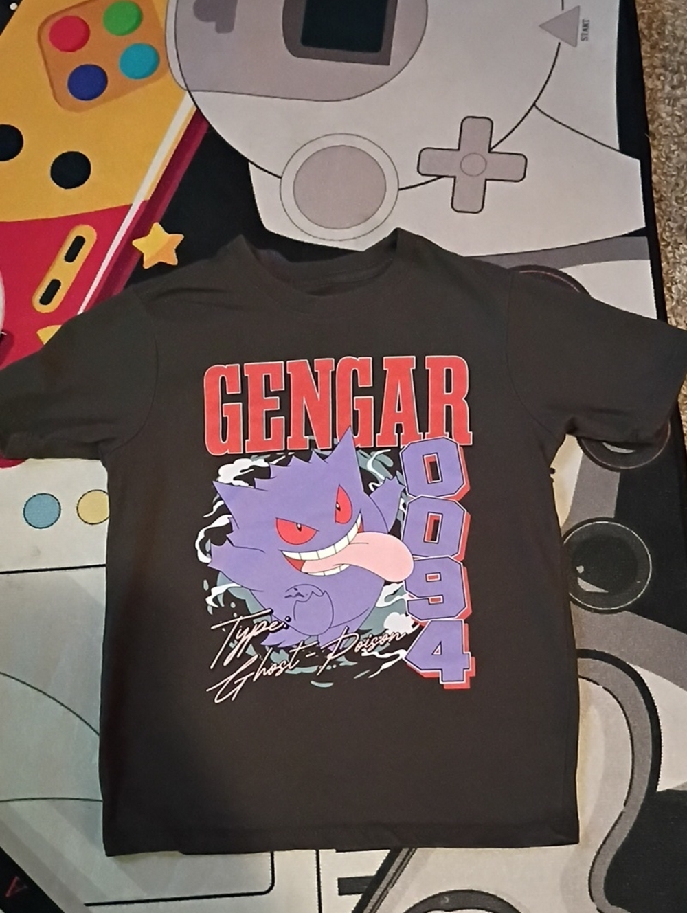 Pokemon Gengar Graphic Tee - Black with Purple and Red Accents